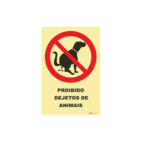 Fotoluminescente - Proibido dejetos de animais