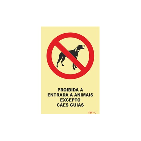 Fotoluminescente - Proibida a entrada e animais exceto cães guias