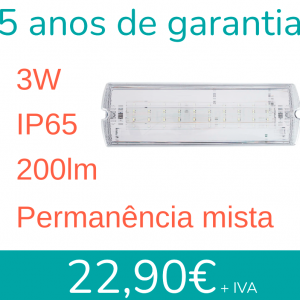 Luz de Emergência LED 3W IP65