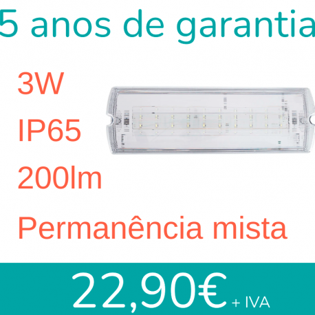 Luz de Emergência LED 3W IP65