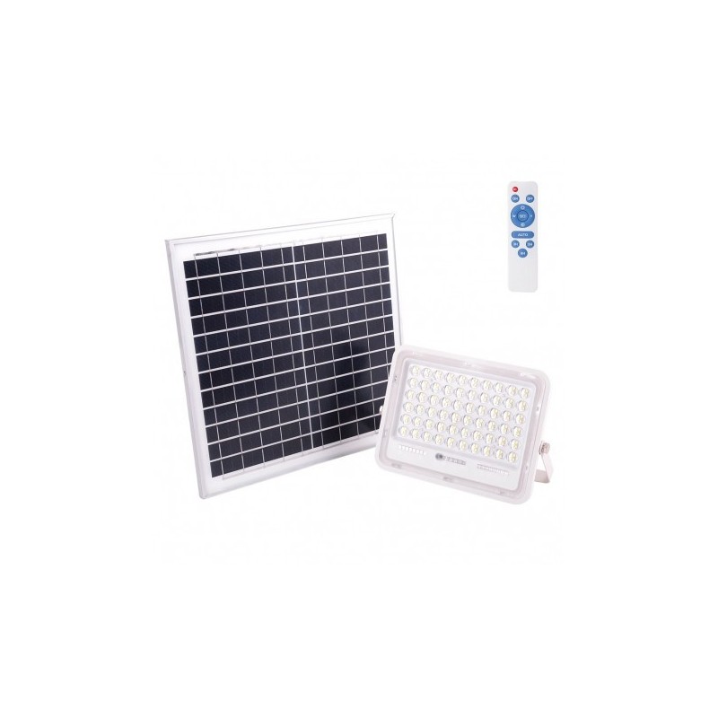 Projetor LED Solar 100W 6500K Painel: 6V/15W Battery: 3.2V/10000Mah Remote Control