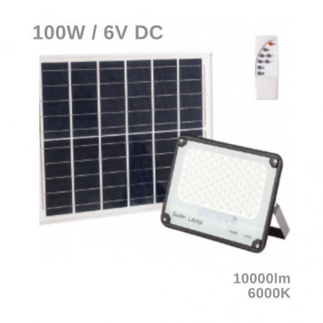 Projetor LED Solar 100W Painel Solar/Bateria
