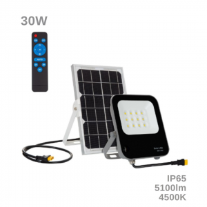 Foco Projetor LED 30W Solar IP65 com Controlo Remoto